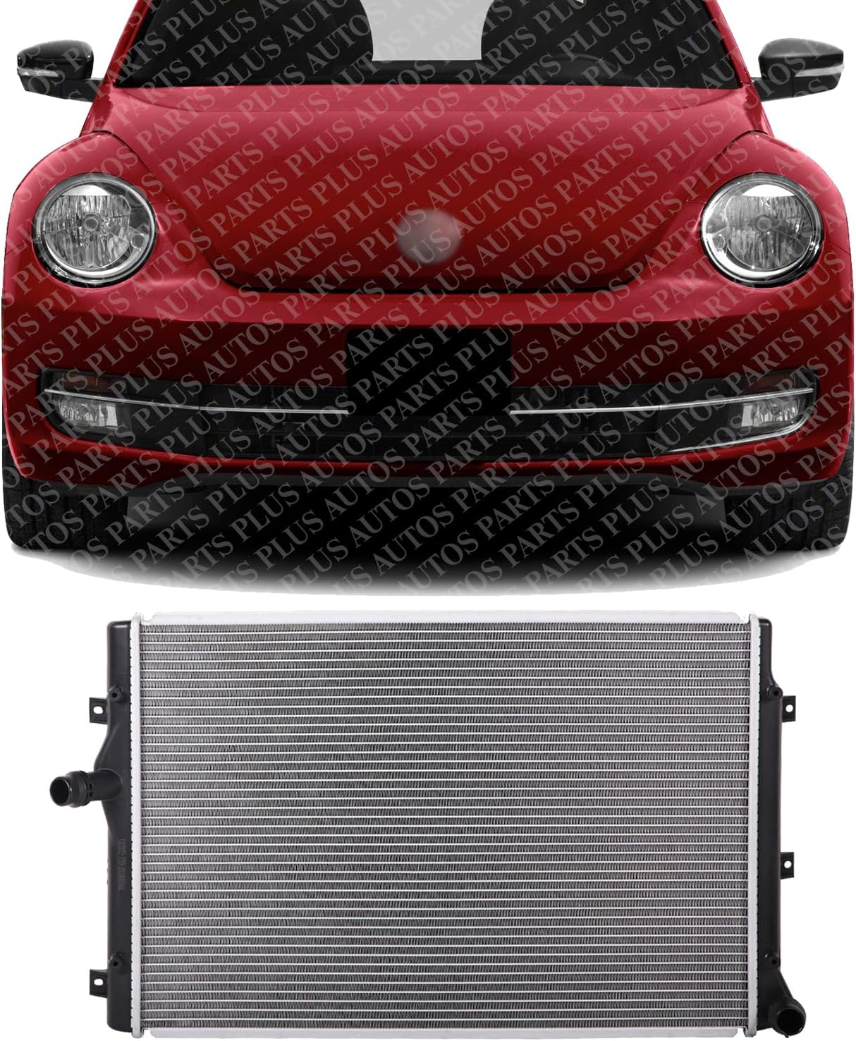 Front Radiator Aluminum Core Direct Replacement Compatible with 2006-2010 Volkswagen Jetta/Passat 2012-2015 / Beetle VW3010149 1K0121251AB