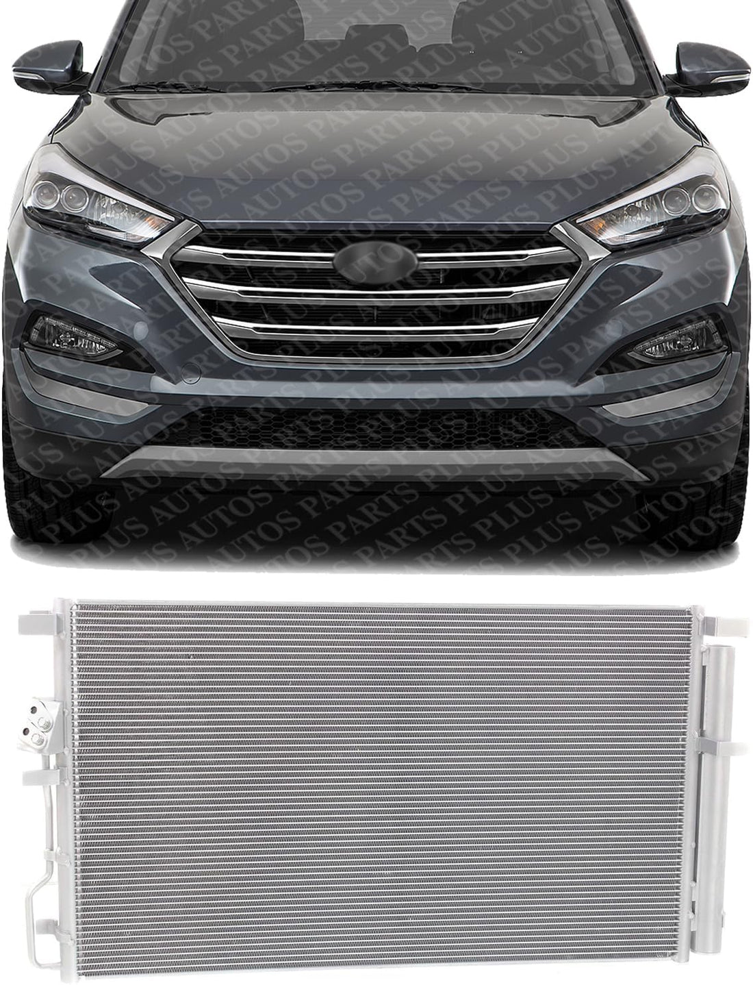 Front AC Condenser Aluminum Core Direct Replacement Compatible With 2016-2018 Hyundai Tucson / 2017-2019 Kia Sportage HY3030165 KI3030143 97606D3500 97606D3550