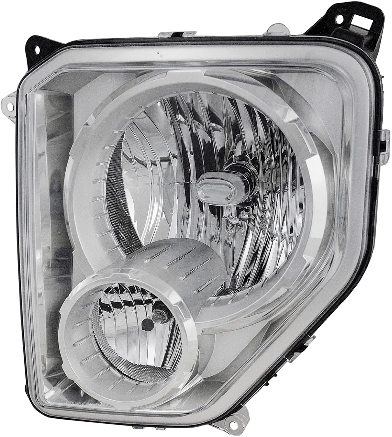 Set Of 2 Front Head Light Assembly Chrome Interior Left Driver & Right Passenger Side Direct Replacement Compatible With 2008-2012 Jeep Liberty CH2502196 CH2503196 55157339AE