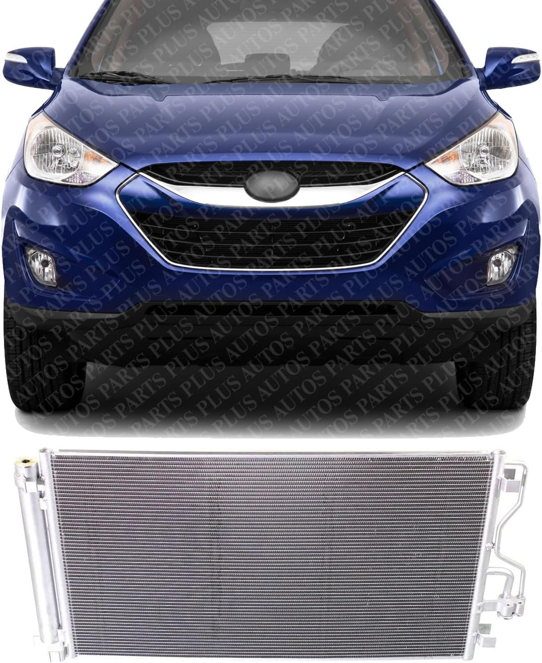 Front A/C Condenser Aluminum Core Direct Replacement Compatible With 2010-2015 Hyundai Tucson / 2011-2016 Kia Sportage HY3030142 976062S500 976062S501