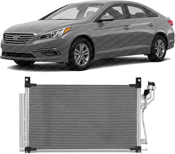 Front AC Condenser Aluminum Core Direct Replacement Compatible With 2015-2017 Hyundai Sonata HY3030158 97606C2000