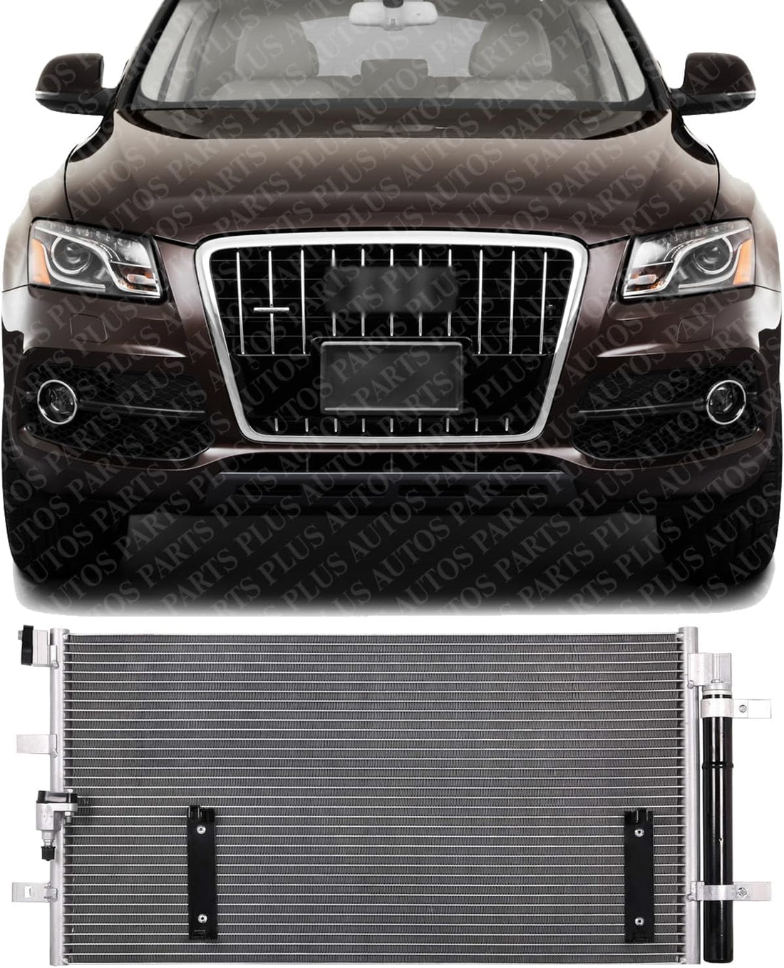 Front AC Condenser Aluminum Core With Receiver Drier Direct Replacement Compatible With 2009-2013 Audi Q5 / 2008-2017 S5 / 2008-2012 A5 AU3030132 8K0260403AF
