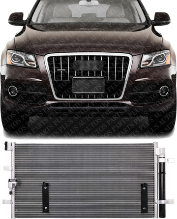 Front AC Condenser Aluminum Core With Receiver Drier Direct Replacement Compatible With 2009-2013 Audi Q5 / 2008-2017 S5 / 2008-2012 A5 AU3030132 8K0260403AF