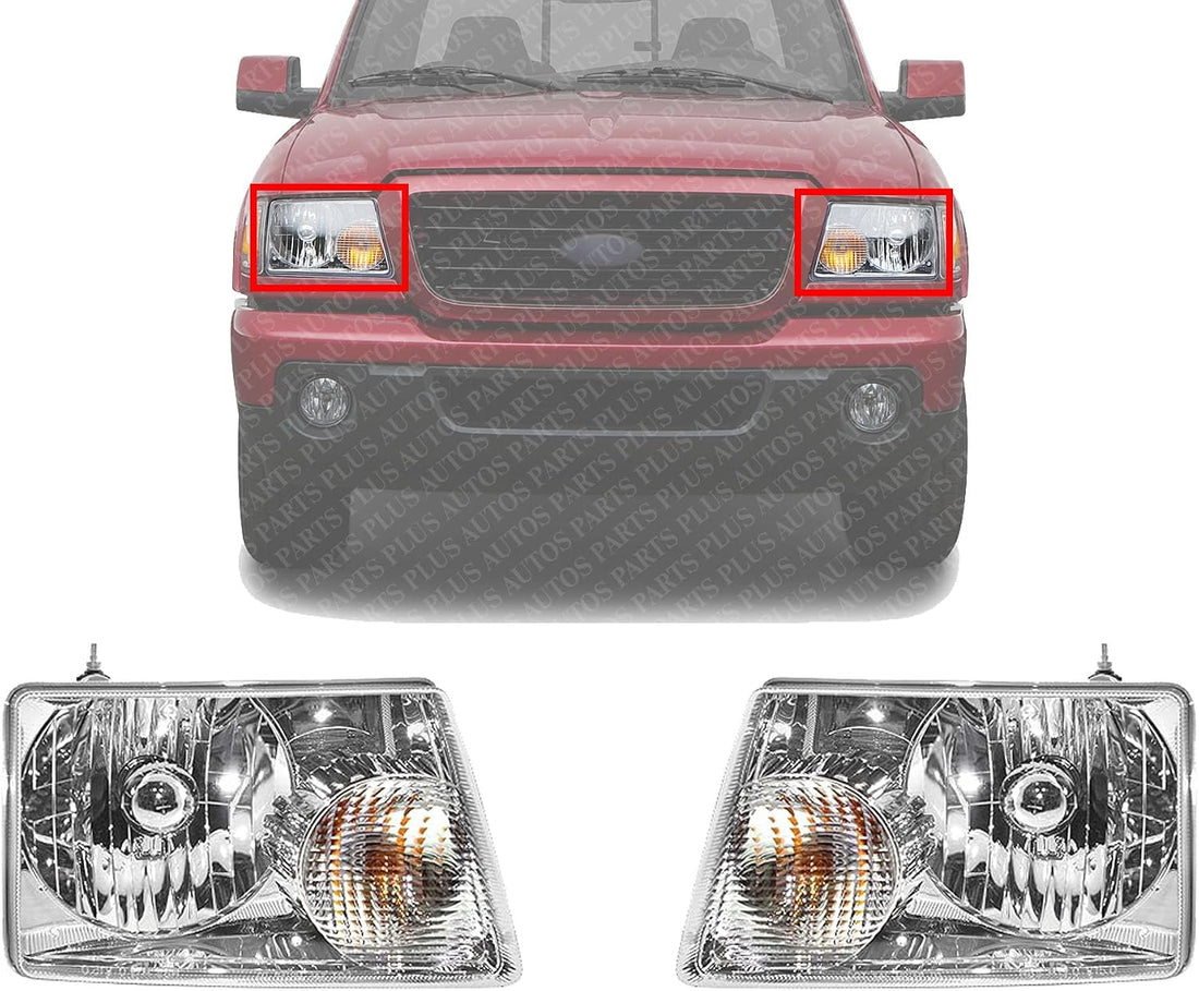 Set Of 2 Front Head Light Assembly Left Driver & Right Passenger Side Direct Replacement Compatible With 2001-2011 Ford Ranger FO2502173 FO2503173 6L5Z13008AA 6L5Z13008BA
