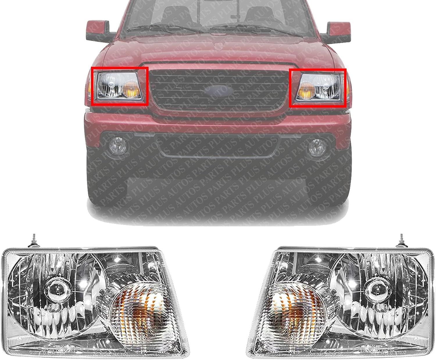Set Of 2 Front Head Light Assembly Left Driver & Right Passenger Side Direct Replacement Compatible With 2001-2011 Ford Ranger FO2502173 FO2503173 6L5Z13008AA 6L5Z13008BA