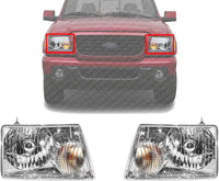 Set Of 2 Front Head Light Assembly Left Driver & Right Passenger Side Direct Replacement Compatible With 2001-2011 Ford Ranger FO2502173 FO2503173 6L5Z13008AA 6L5Z13008BA