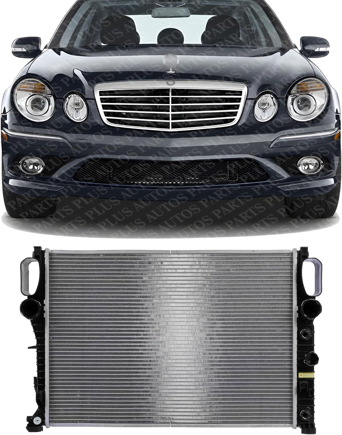 Front Radiator Aluminum Core Direct Replacement Compatible With 2003-2005 Mercedes Benz E320 / 2006-2009 E350 MB3010155 2115000102