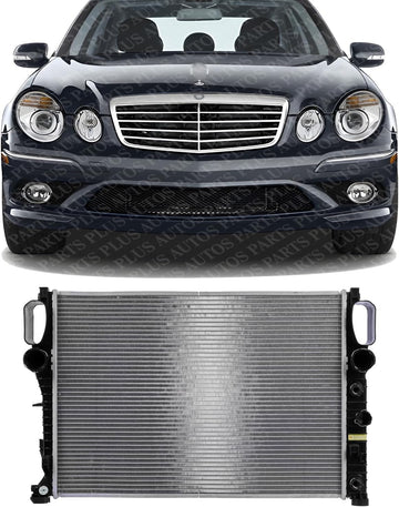 Front Radiator Aluminum Core Direct Replacement Compatible With 2003-2005 Mercedes Benz E320 / 2006-2009 E350 MB3010155 2115000102