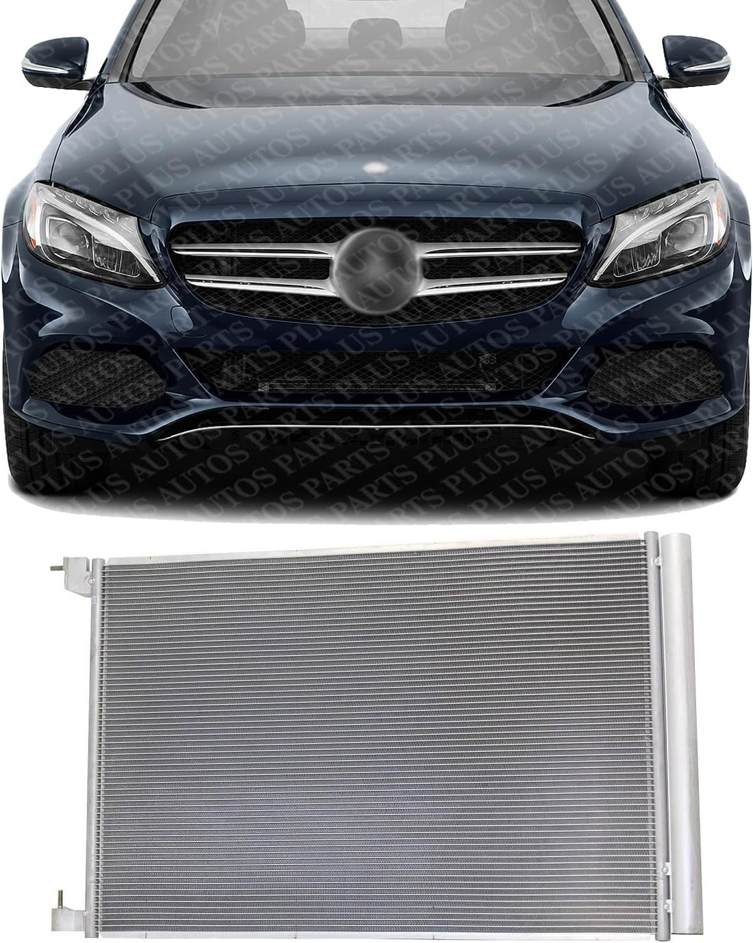 Front A/C Condenser Aluminum Core Direct Replacement Compatible With 2015-2022 Mercedes Benz C-Class / 2017-2023 E-Class MB3030164 0995000454