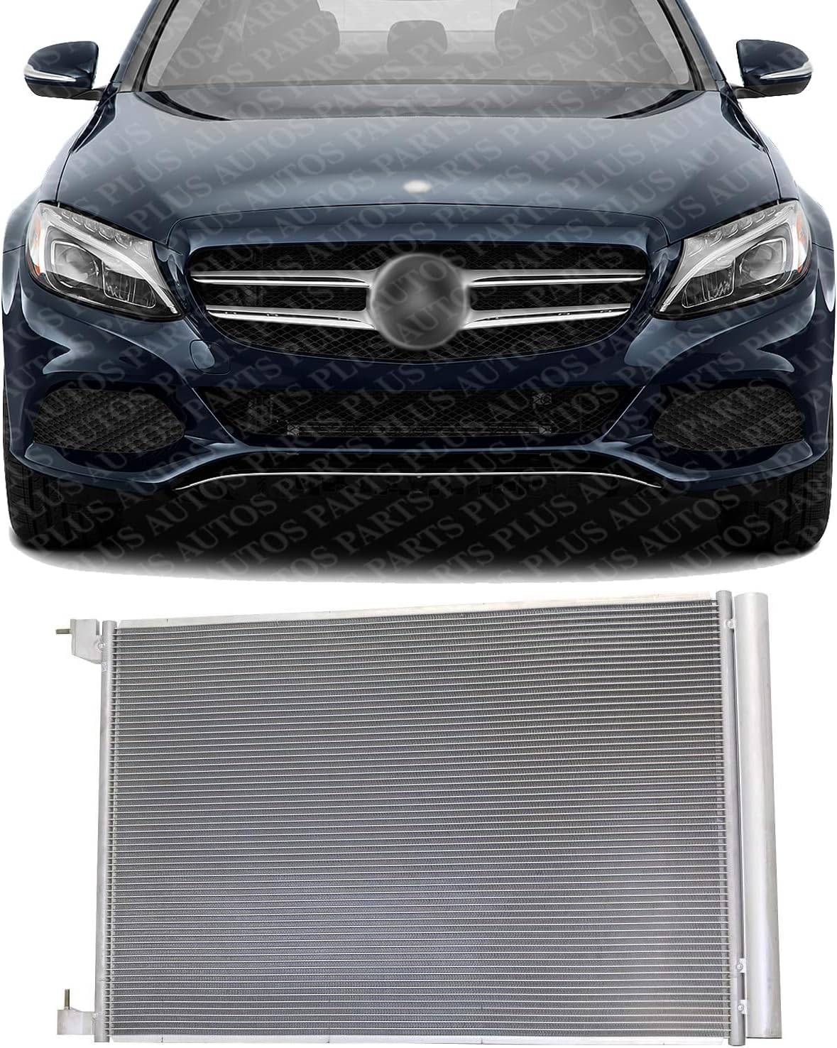 Front A/C Condenser Aluminum Core Direct Replacement Compatible With 2015-2022 Mercedes Benz C-Class / 2017-2023 E-Class MB3030164 0995000454