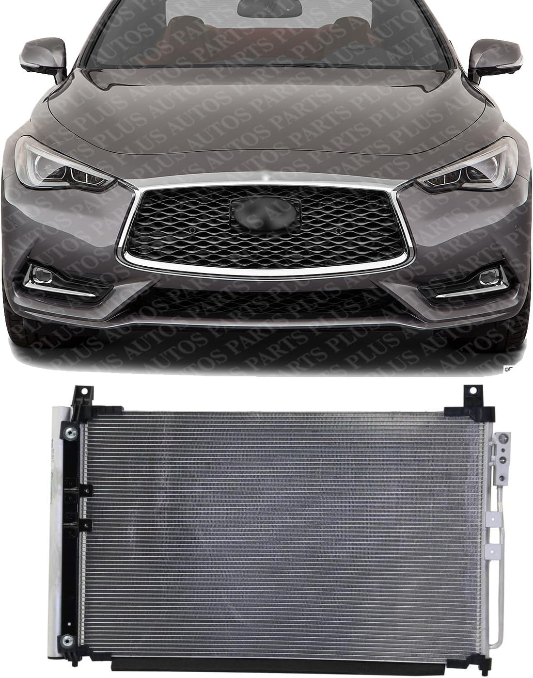 Front A/c Condenser Aluminum Core Direct Replacement Compatible With 2016-2021 Infiniti Q50 / 2017-2021 Q60 IN3030170 921005CF0A