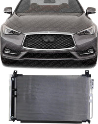Front A/c Condenser Aluminum Core Direct Replacement Compatible With 2016-2021 Infiniti Q50 / 2017-2021 Q60 IN3030170 921005CF0A