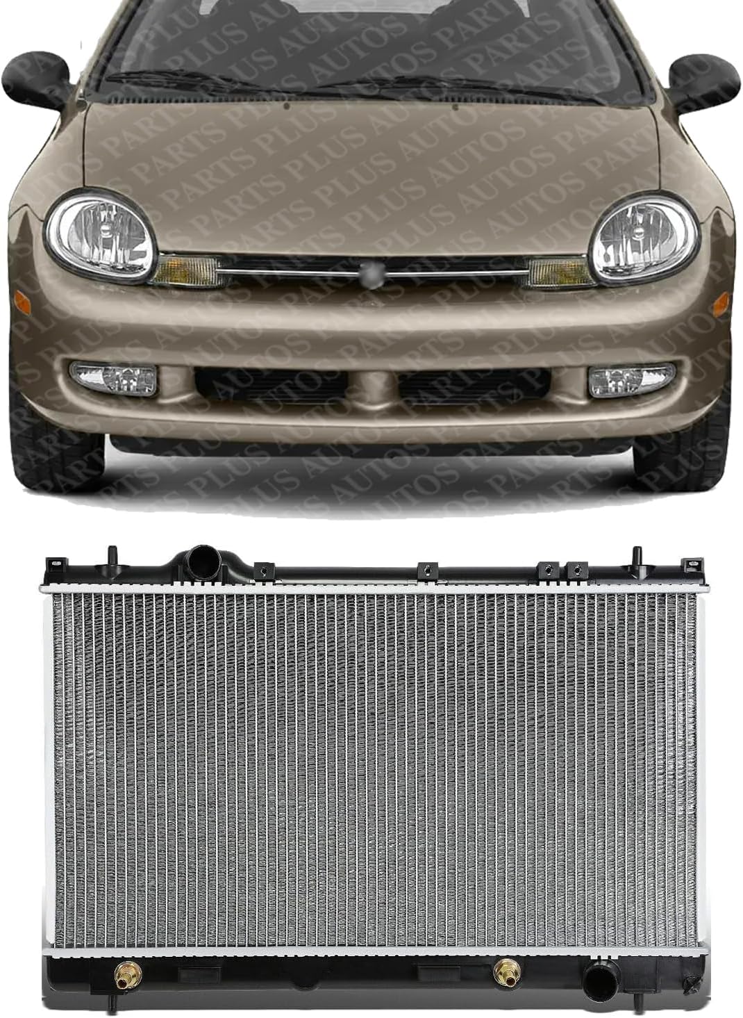 Front Radiator Aluminum Core Direct Replacement Compatible With 2000-2005 Dodge Neon/Plymouth CH3010119 5014581AA