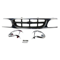 Front Grille Chrome Shell With Silver Gray Insert Plastic With Headlight Bezels Direct Replacement Compatible With 1995-2001 Ford Explorer FO1200316 F87Z8200NAD