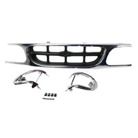 Front Grille Chrome Shell With Silver Gray Insert Plastic With Headlight Bezels Direct Replacement Compatible With 1995-2001 Ford Explorer FO1200316 F87Z8200NAD
