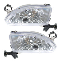 Front Head Lights + Corner Lamps Plastic Left Driver Side & Right Passenger Side Direct Replacement Compatible With 1998-2000 Toyota Corolla TO2502121 TO2503121 TO2521150 TO2520150