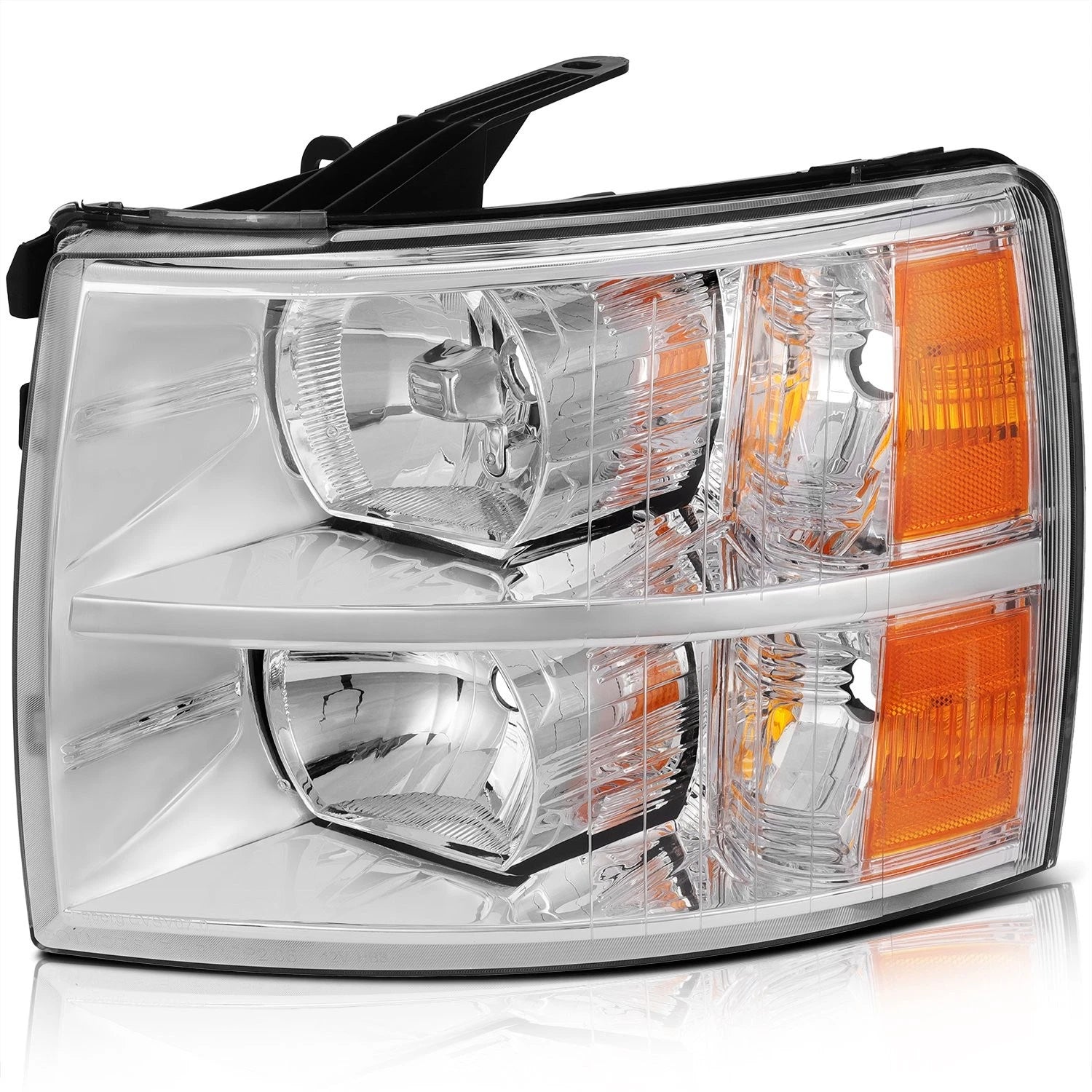 Front Bumper Steel + Grille + Lower Valance Air Deflector + Extension + End Caps + Headlights Left & Right Side Direct Replacement Compatible With 2007-2013 Chevrolet Silverado 1500