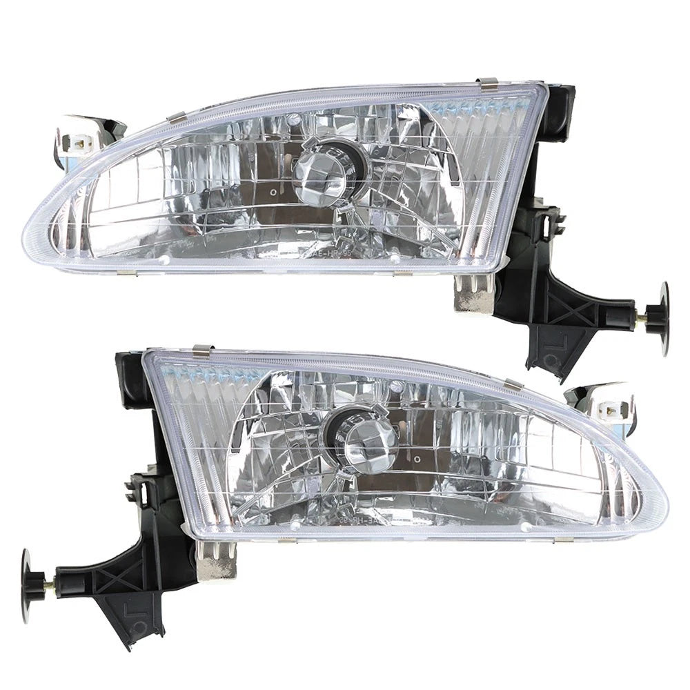 Front Head Lights + Corner Lamps Plastic Left Driver Side & Right Passenger Side Direct Replacement Compatible With 1998-2000 Toyota Corolla TO2502121 TO2503121 TO2521150 TO2520150