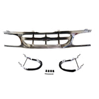 Front Grille Chrome Shell With Silver Gray Insert Plastic With Headlight Bezels Direct Replacement Compatible With 1995-2001 Ford Explorer FO1200316 F87Z8200NAD